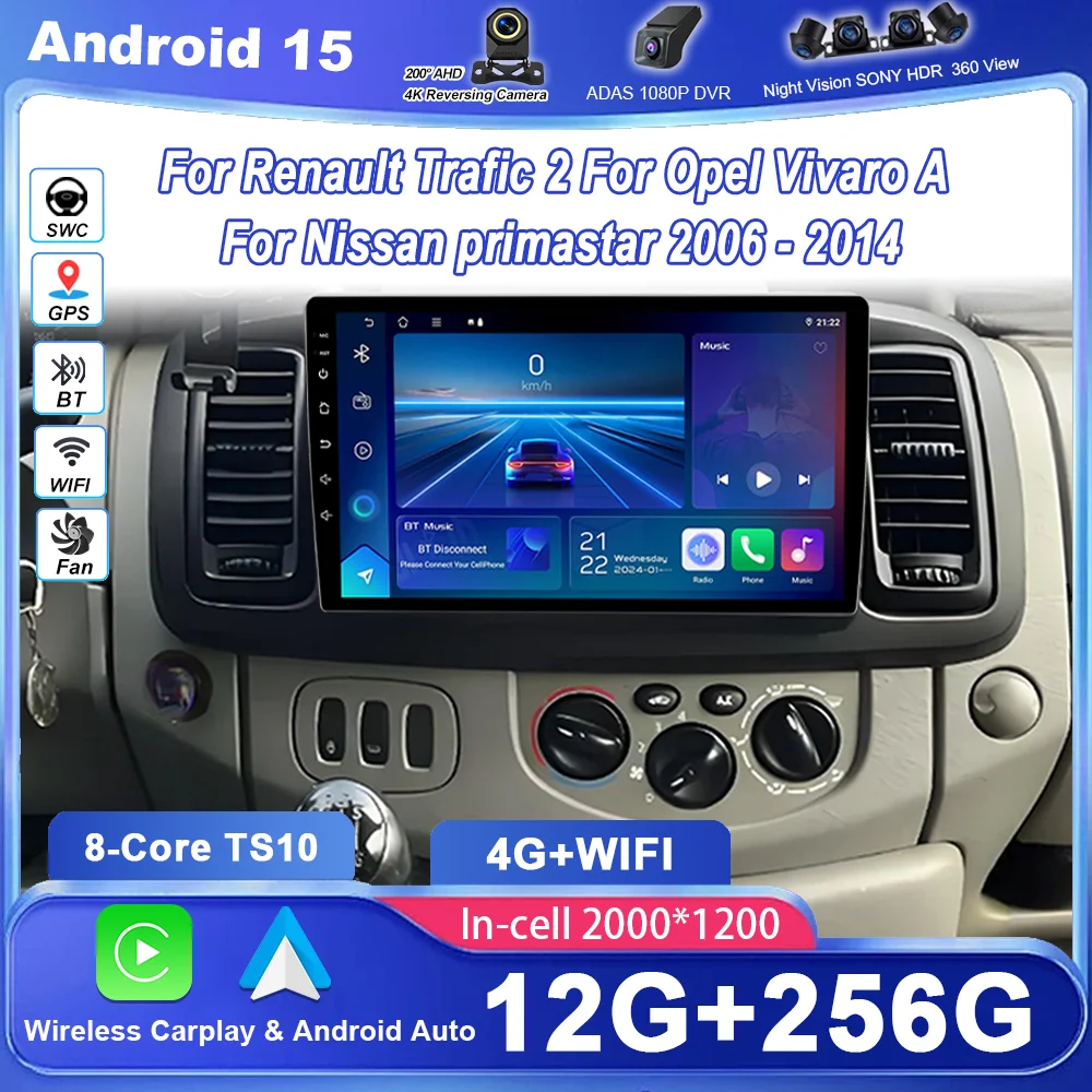 Android Car Radio For Renault Trafic 2 For Opel Vivaro A For Nissan primastar 2006 - 2014 Navigation GPS Carplay Android Auto 4G