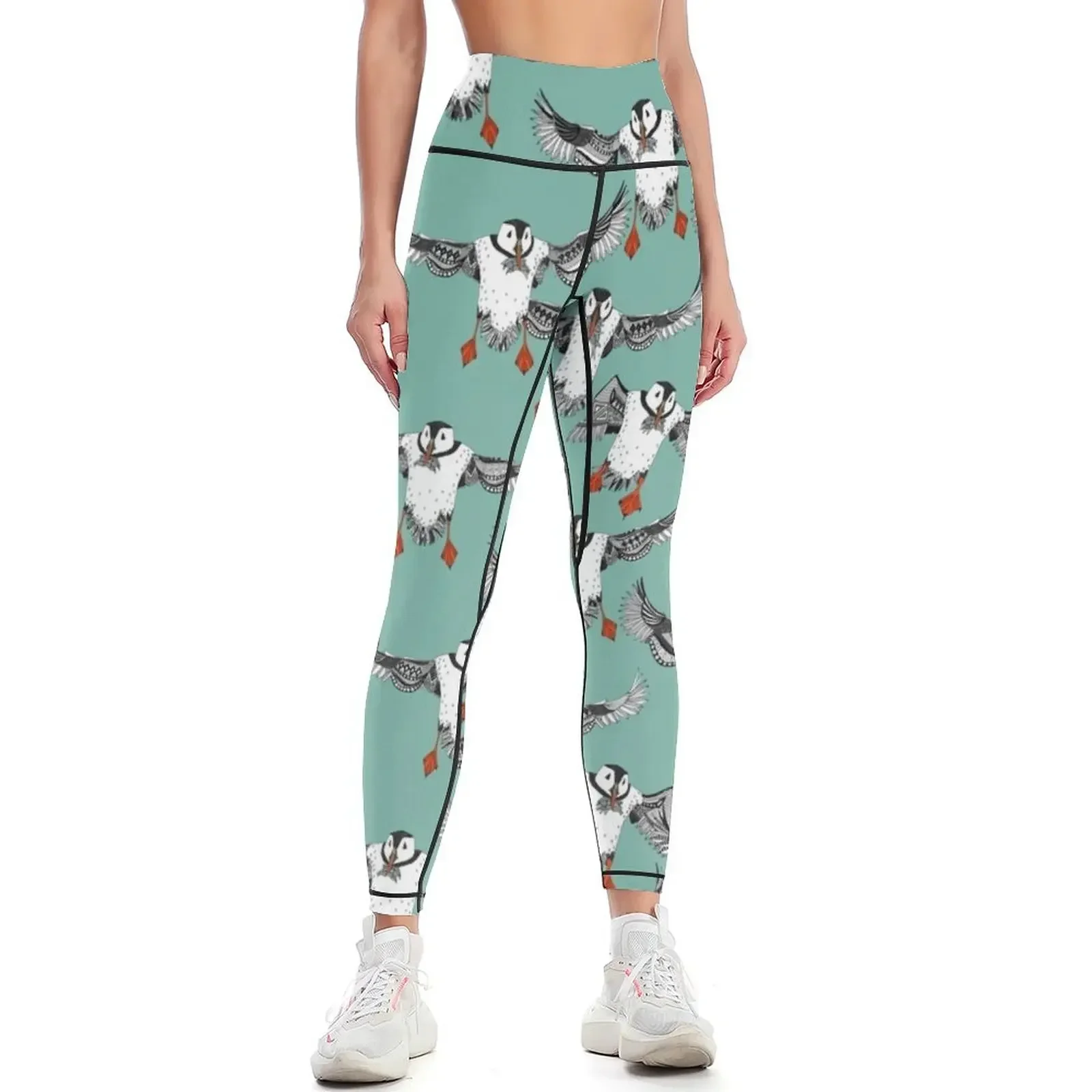 

Atlantic Puffins mint Leggings Women's sports Legging sport Pants sport Women's pants Womens Leggings
