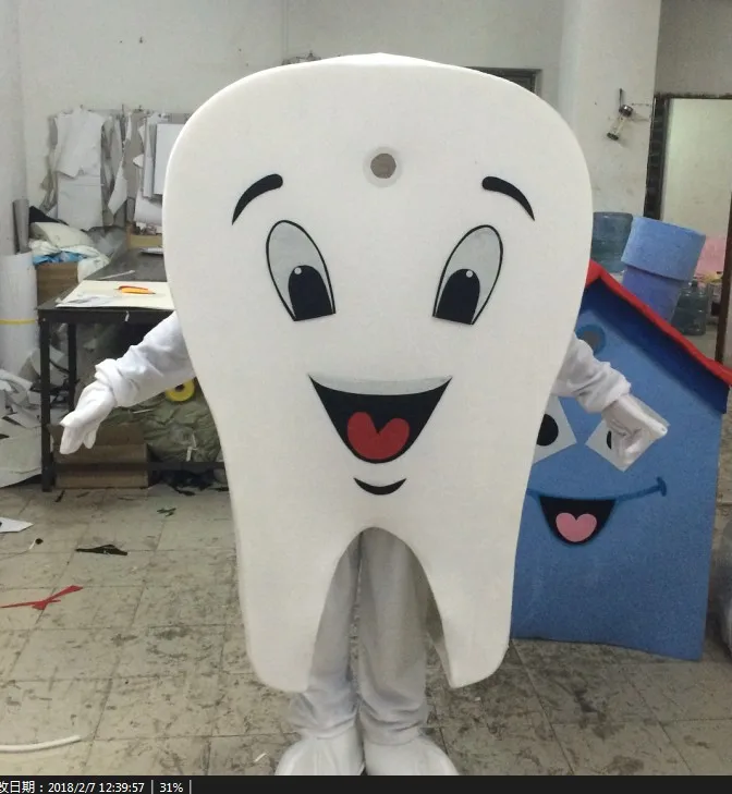 New Hot sale!! Tooth Promotion Mascot Costume Girl Fancy Dress Party Suit Free Shipping