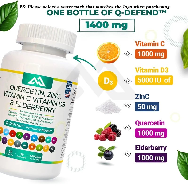 Quercetin contains bromelain, zinc, elderberry vitamins C and D, artemisinin, seaweed, echinacea, garlic, turmeric, and lingzhi