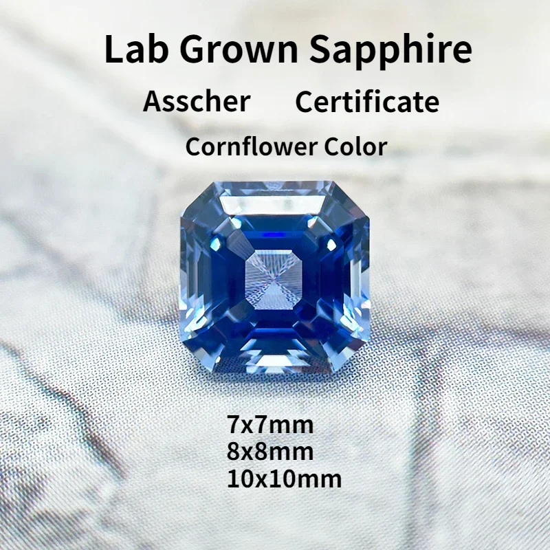 

L-лабораторный выращенный сапфир Asscher цвета васильчика VVS1 Подвески в форме чрезвычайно блестящий драгоценный камень DIY кольцо ожерелье серьги основной материал