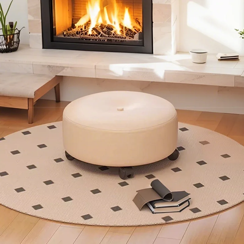 Rolling Stool with Silent Wheels, Compact Home Chair for Cleaning or Kids, Solid Wood Frame, Resilient Sponge, 360° Swivel