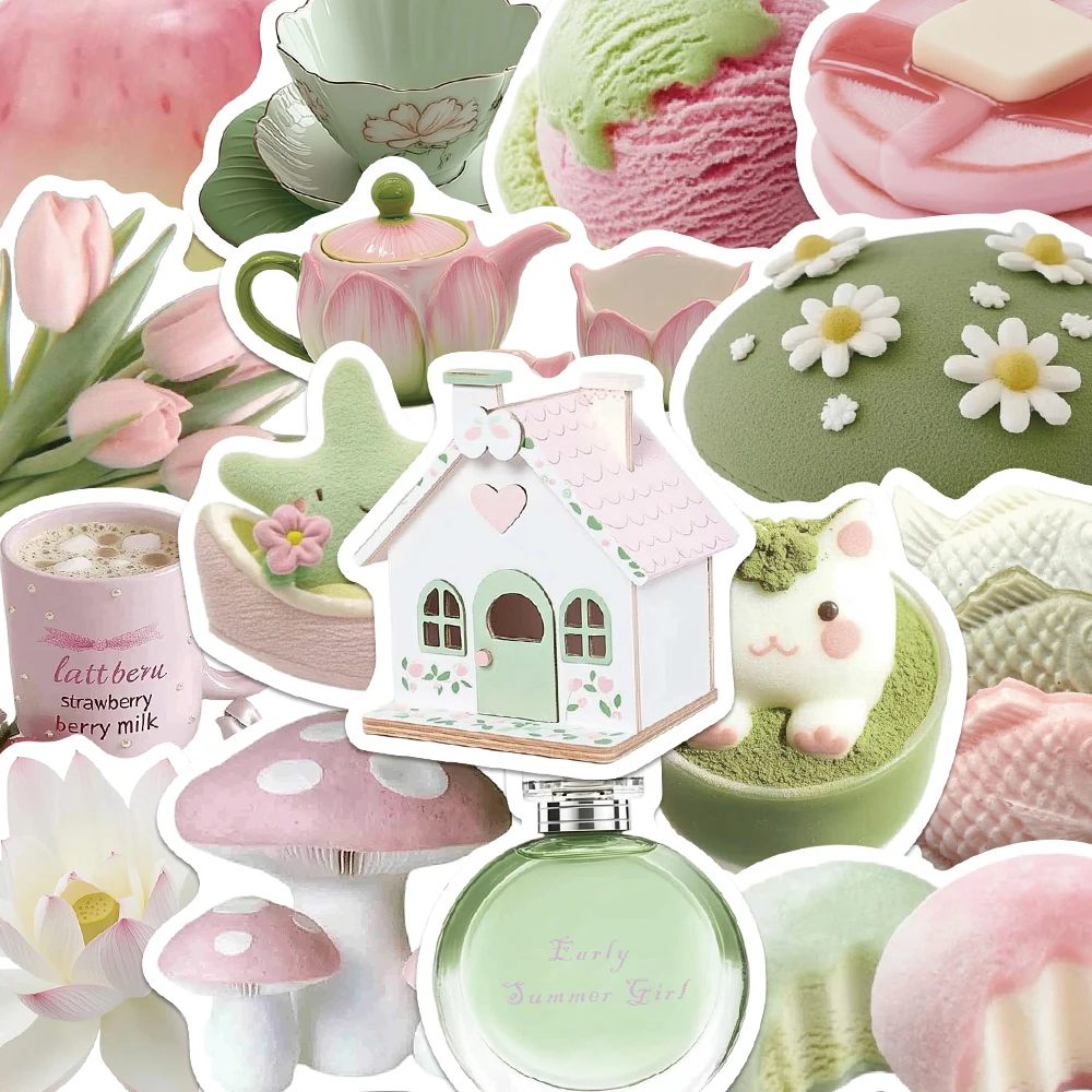 50pcs Early Summer Women's Dream Pastel Ins Wind Stickers DIY Notebook Laptop Phone Guitar Suitcase Fridge Decal For Friend Gift