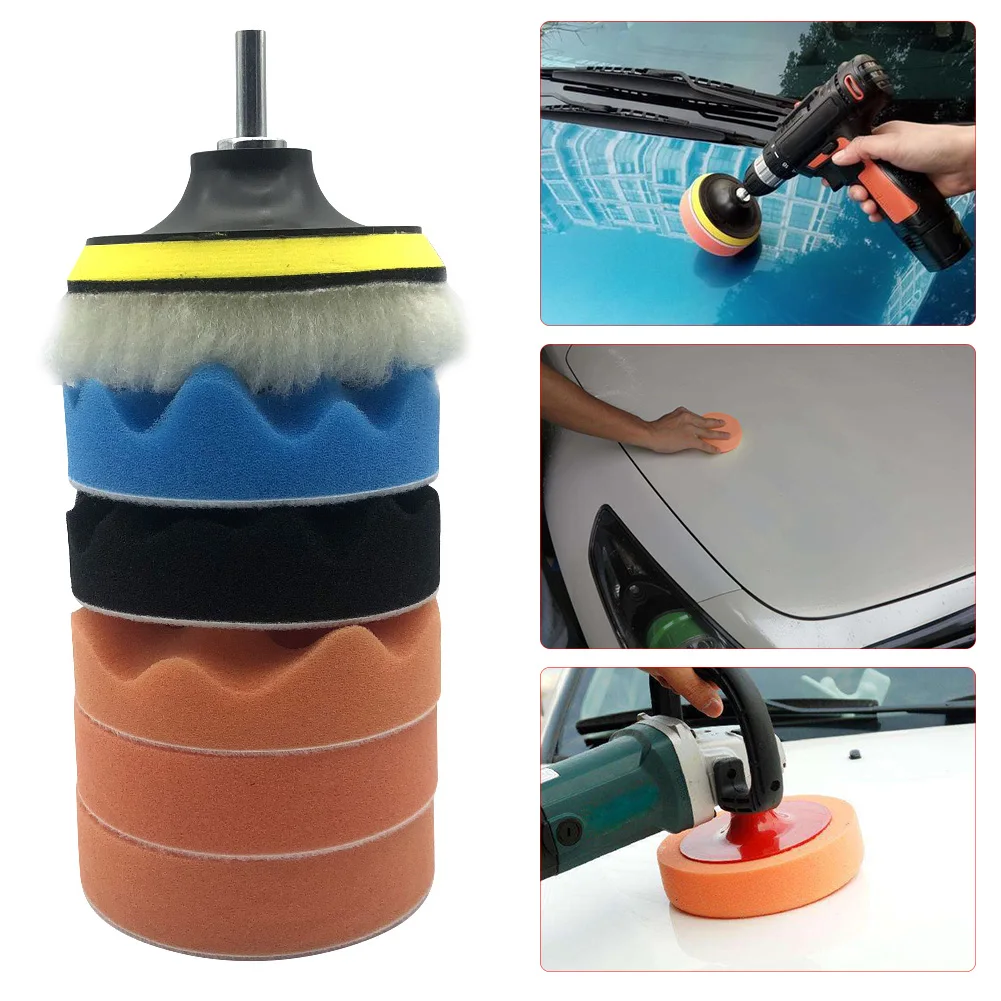 7pcs 4 inch Car Polishing Buffing Pads with M10 Drill Adapter for Car Polisher