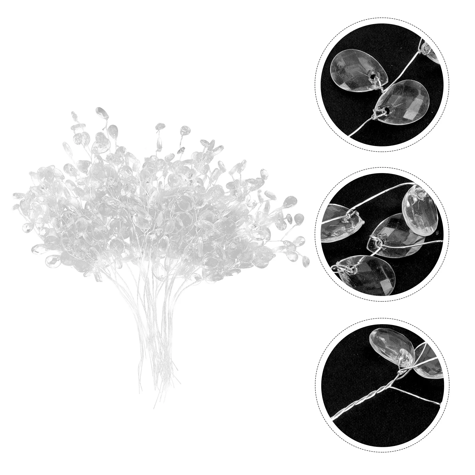 

50pcs Acrylic Flower Branches Crystal Bead Sprays Wedding Diy Garland Supplies Artificial Bouquets Decorative Bride Home Decor