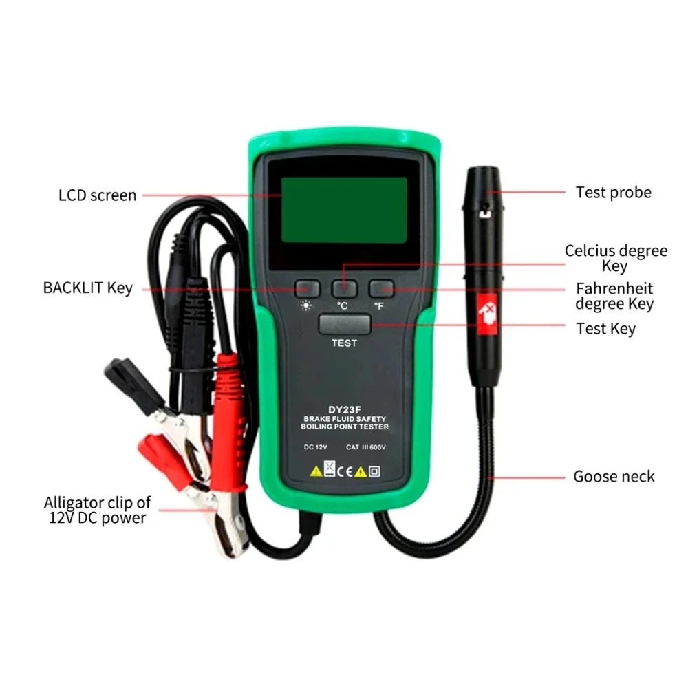 DY23F 12V Auto Brake Fluid Tester Digital Car Brake Oil Tool DOT3/4/5/5.1 HD Indicator check Display Auto Oil tool