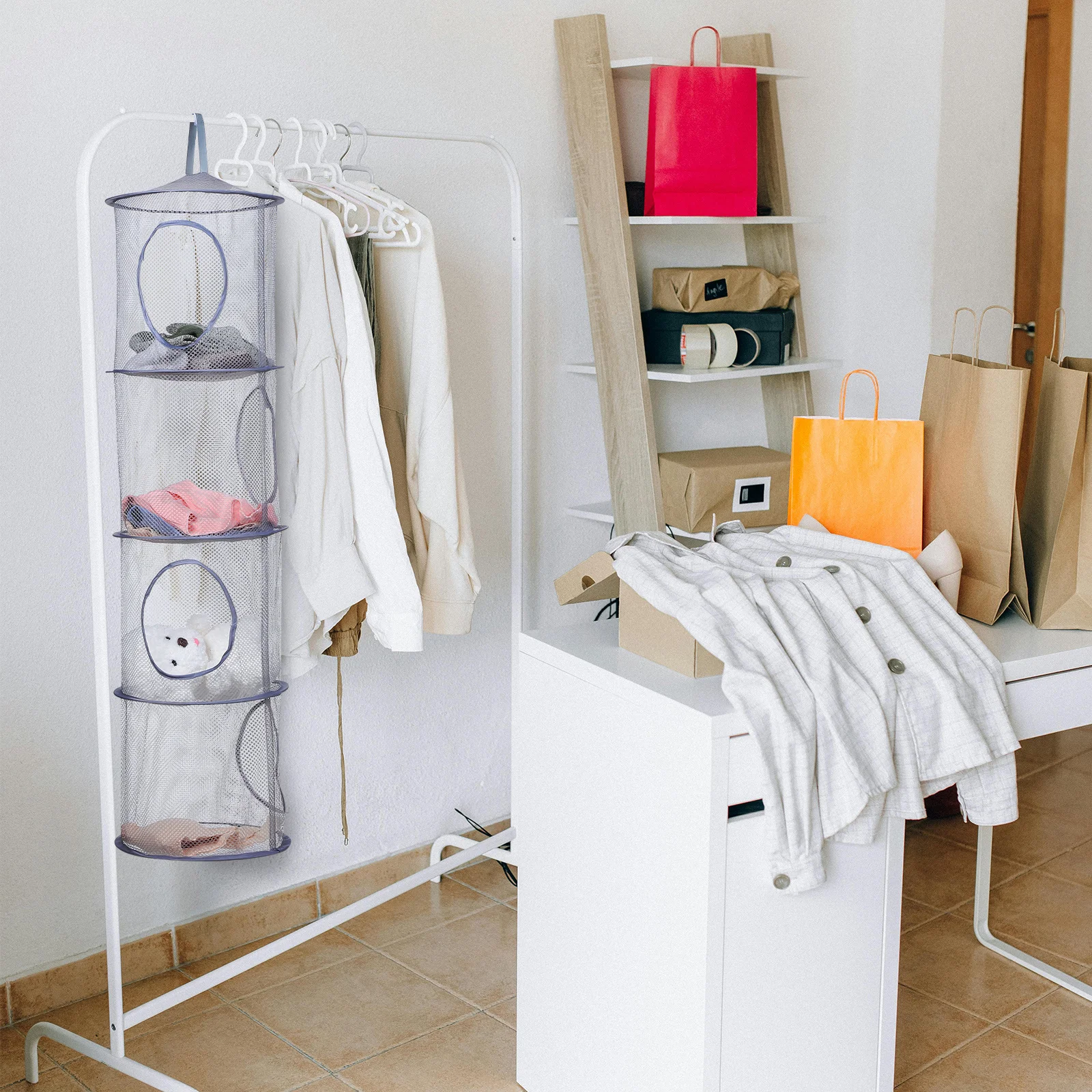 

3Pcs Hanging Mesh Organizer Drying Net Foldable Storage Basket Clothes Underwear Hanging Mesh Bag Socks Organizer