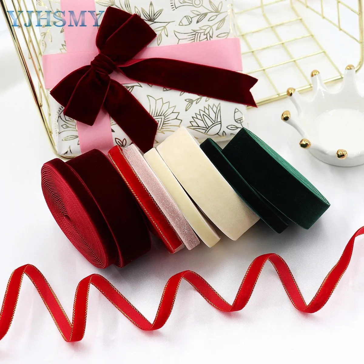 5 Yards Velvet Ribbon Single Face Ribbon Solid Colors Velvet Ribbon for Package Wrapping Hair Bow Clip Accessory DIY Craft