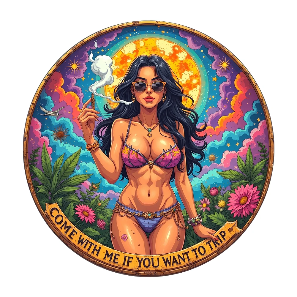 Pure Copper Coin Trippy Woman Psychedelic Full Color Art Commemorative Coin - Unique Challenge Coin Gift for Friends