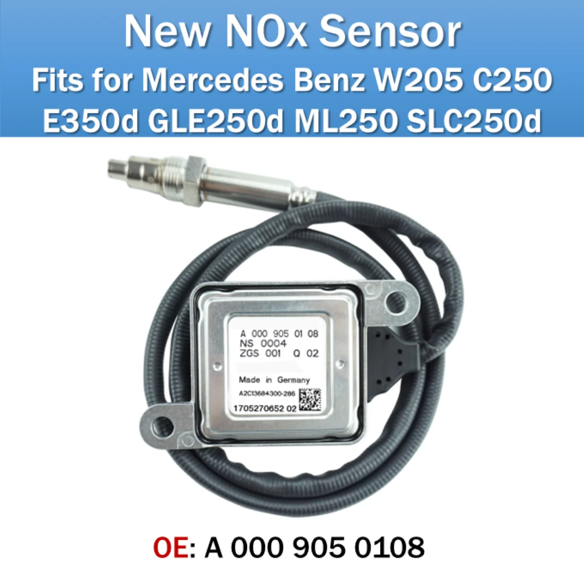 

Fits for Mercedes Benz W205 C250 E350d GLE250d ML250 SLC250d NOx Sensor OE A0009050108 New Nitrogen Oxides Sensor