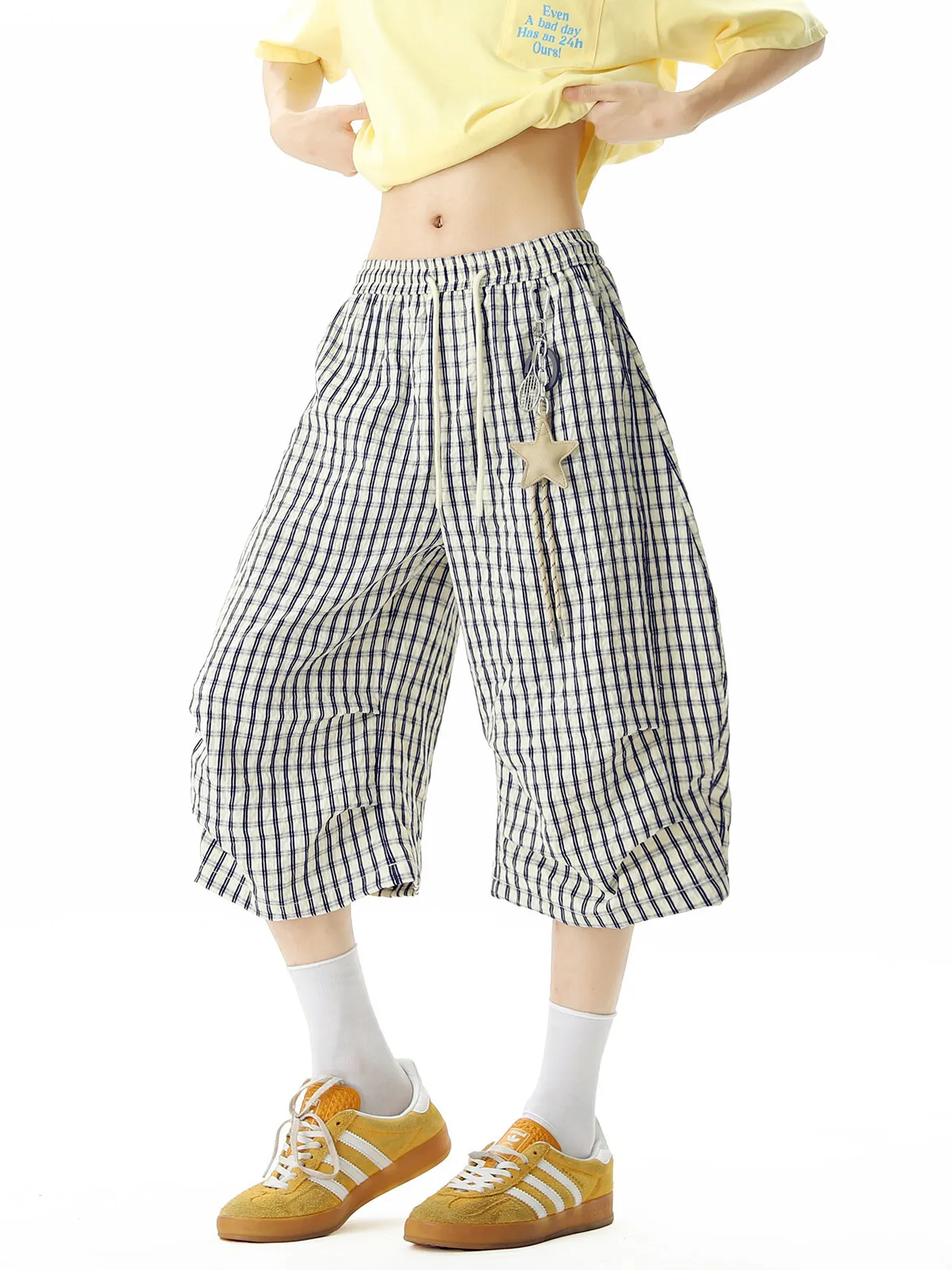 

Summer Ice Silk Men's Pants Seven-Foot Loose Trousers with Pleats And Knife Straight Leg Casual Faion Youth Sle