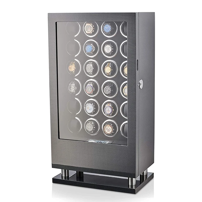 Luxe Automatische Horloge Winder12 24 30 Slot Hout Mechanisch Horloge Doos Vingerafdruk Unlock Rustig Mabuchi Motor Horloges Opslag Veilig