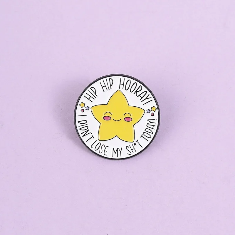 

Fun circular pentagram Enamel Pins People who work hard Brooches Lapel Badges Jewelry Kid Fans Gift