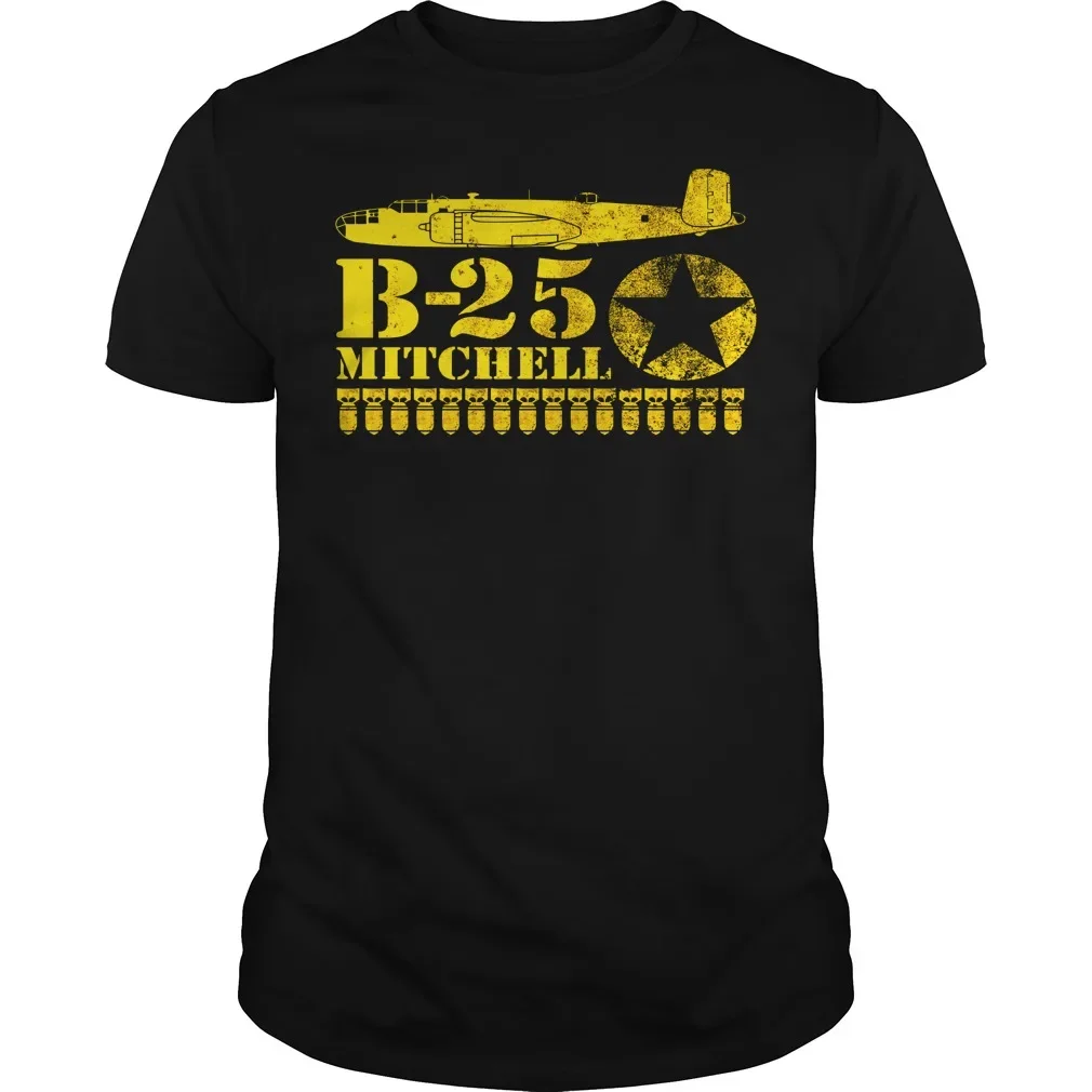 WWII US Air Force B-25 Mitchell Bomber T Shirt. Short Sleeve 100% Cotton Casual T-shirts Loose Top Size S-3XL