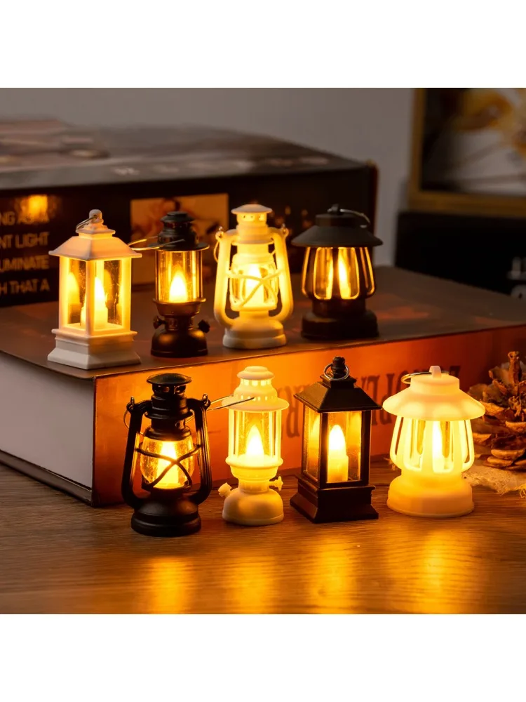 Mini LED Retro Świecąca Latarnia w Kształcie Kucyka Symulacja Lampki Kandela Lampka Nocna Miniaturowa Lampa na Olej Kerosynowy Dekoracja Domu Zabawka — 2
