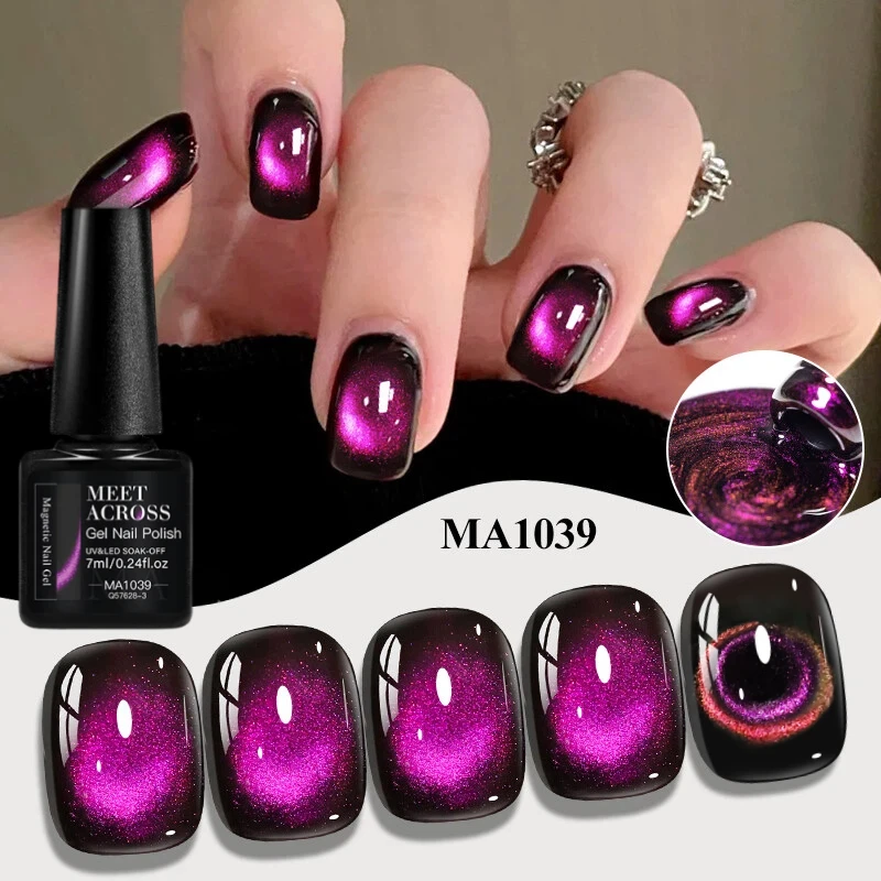 MEET ACROSS 7ml Color Galaxy Effect Magnetic Gel High Saturation Autumn Winter Dark Cat Eye Gel Polish Semi-permanent Nails Art
