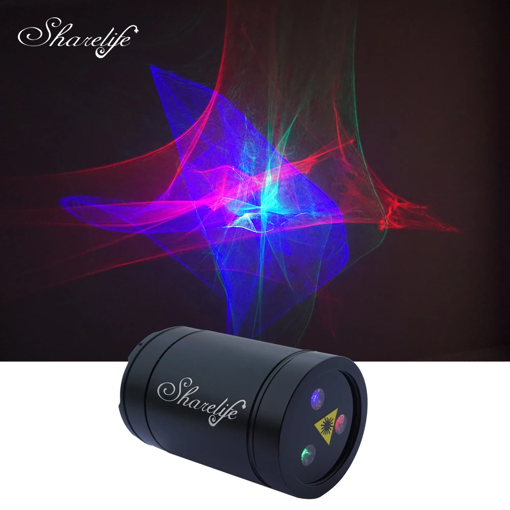 Sharelife Mini proyector láser portátil RGB con efecto Aurora, luces con batería integrada para fiesta en casa, DJ, iluminación de escenario al aire