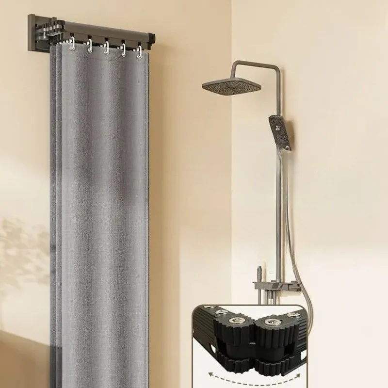 

Складная водонепроницаемая занавеска для душа, устойчивая к плесени, без сверления, изогнутая конструкция для разделения влажной и сухой ванной комнаты, конфиденциальность