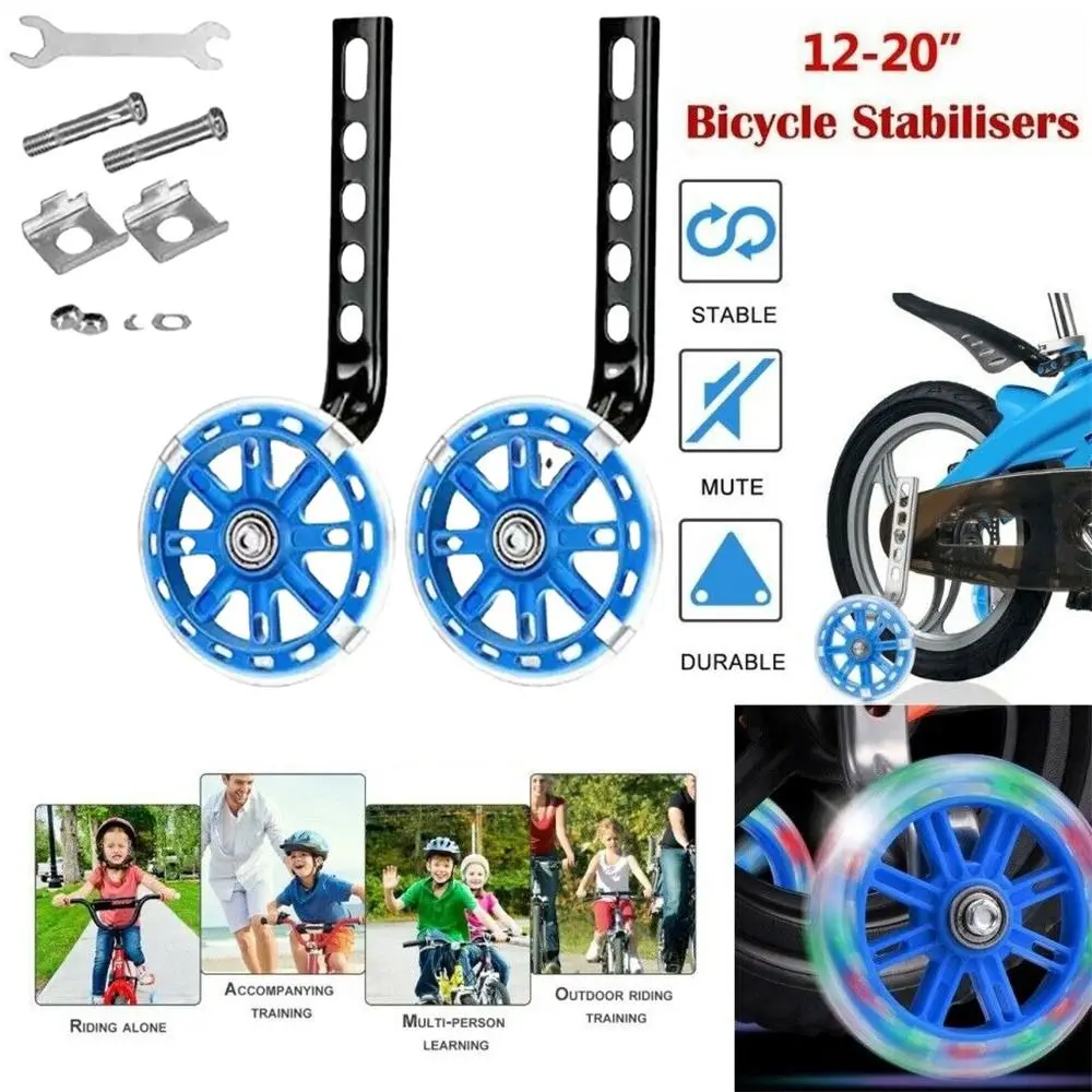 Outdoor LED Flash Child Cycling Balance Training Wheels Kids Bicycle Stabilisers 12-20