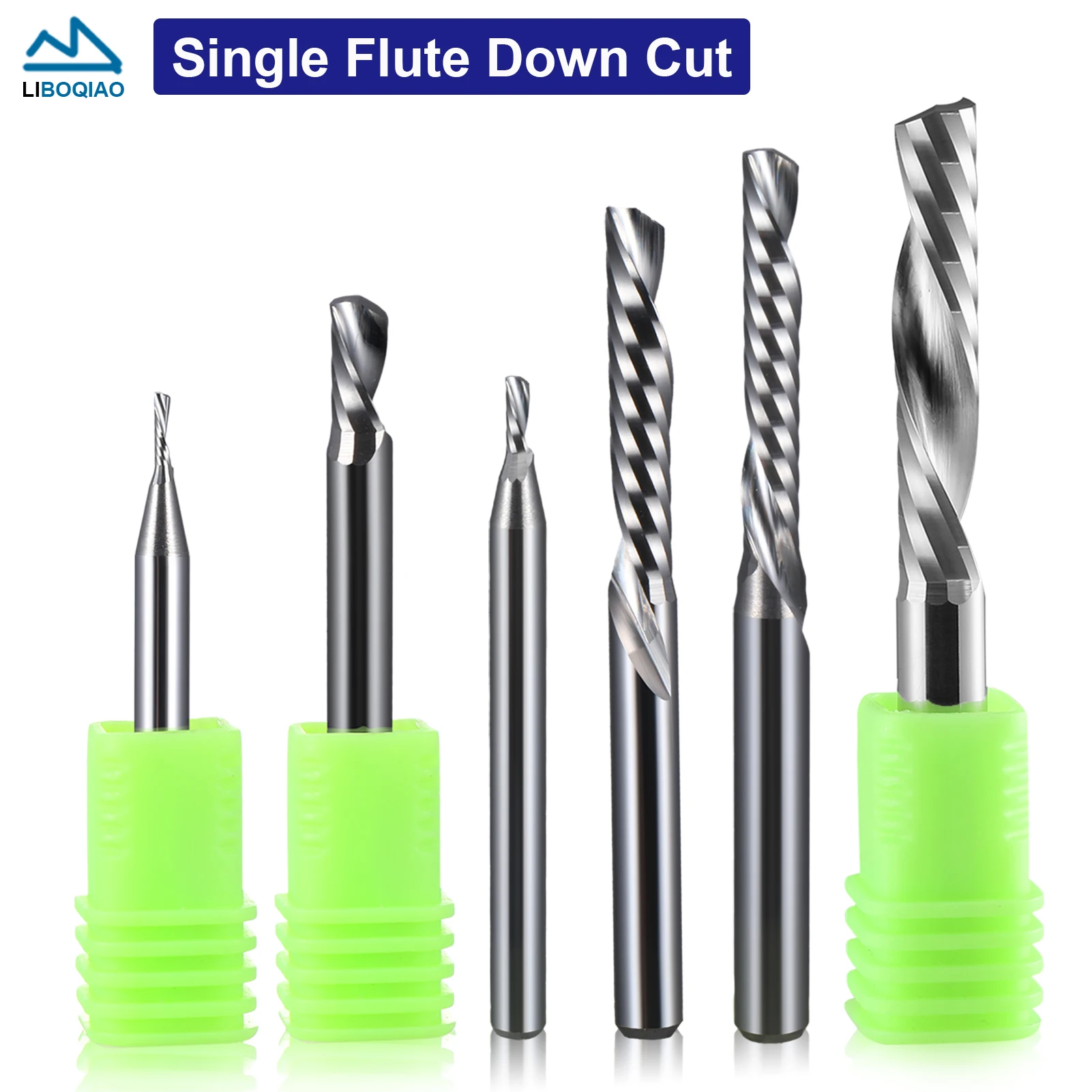 10Pcs 3.175/4/5/6/8/10mm Shank Down Cut Milling Cutter Single Flute Spiral Bits Tungsten Carbide End Mills CNC Tool Router Bits