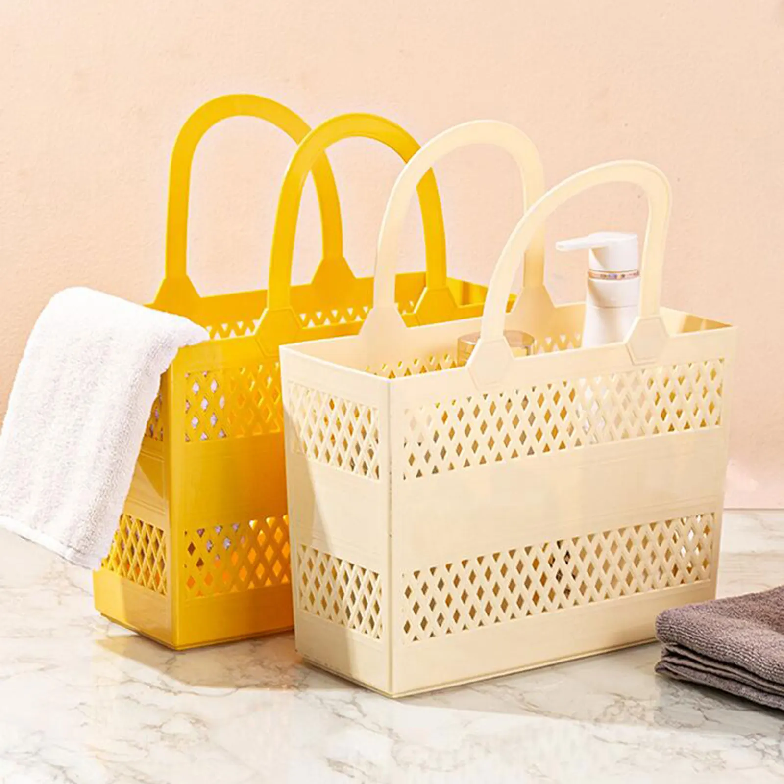 Shower Caddy Basket with Handles Portable Large Capacity Drainage Box Household Storage Basket for Camp Bathroom Beach Dorm Gym