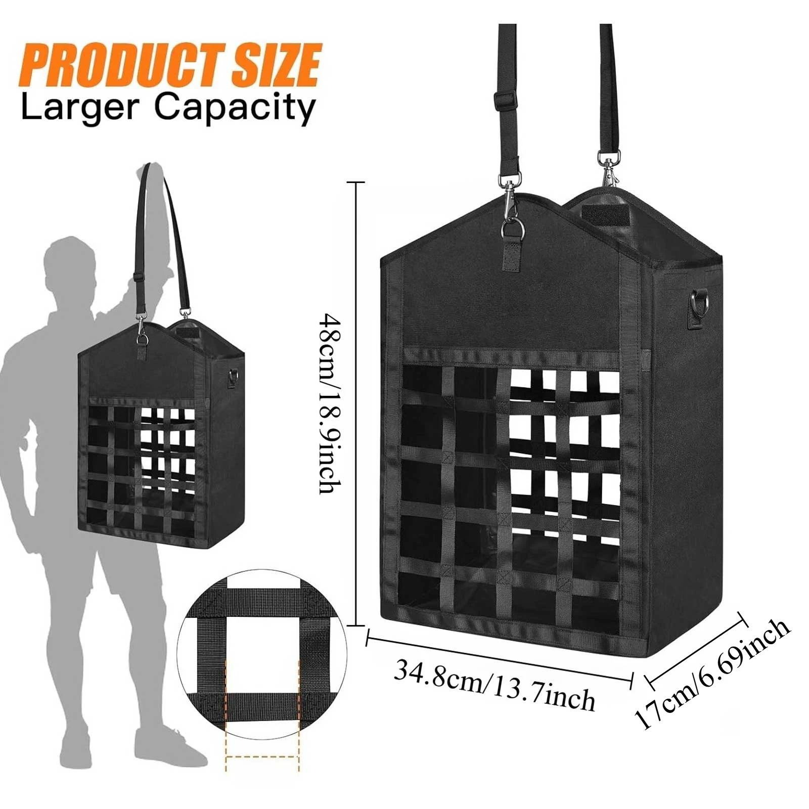 أكياس القش ذات التغذية البطيئة للخيول الماعز الأغنام حمار قسط أكسفورد شبكات القش الأمامية افتتاح علوي كبير مع الأختام هوك وحلقة #1