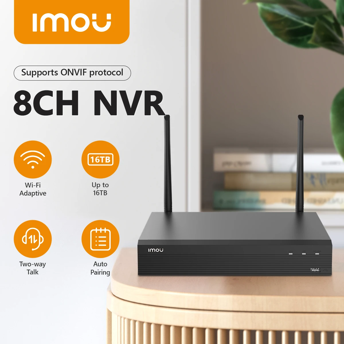 

IMOU 8CH Wi-Fi Network Security System Wireless Recorder NVR Strong Metal Shell Support ONVIF Standards
