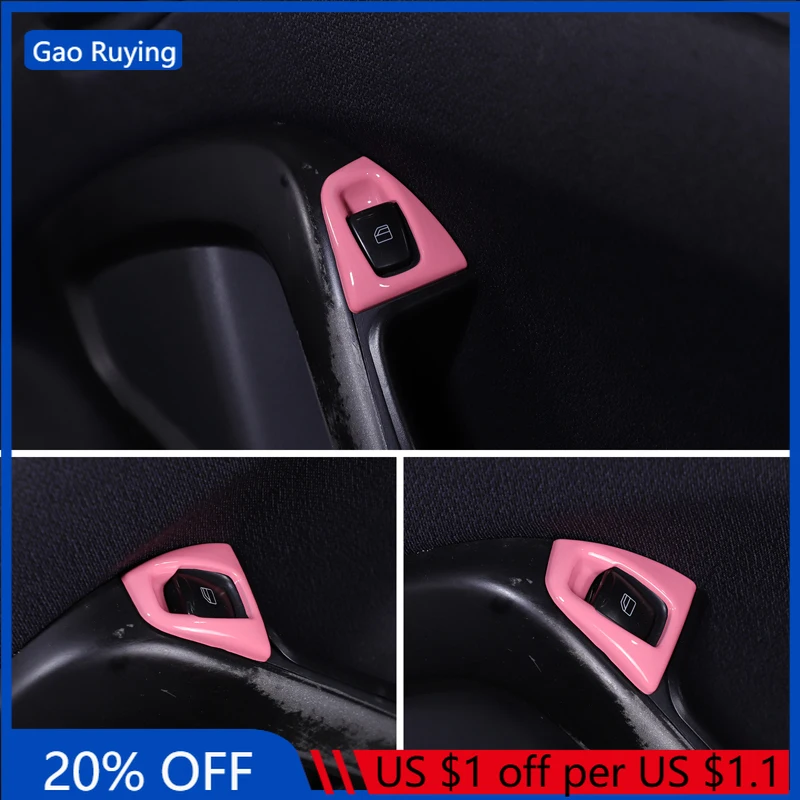 

Gao Ruying For Mercedes Benz Smart 453 2010-15 ABS Carbon Fiber Car Window Lift Button Frame Cover Trim Interior Car Accessories