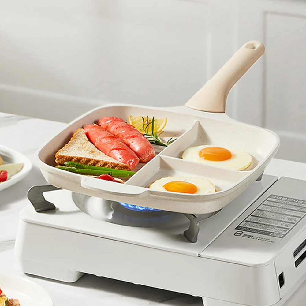 COOKER KING Fried Egg Pan Partition Frying Pan 3 In1 Breakfast Frying Pan Multifunctional Non-Stick Barbecue Lunch Pancake