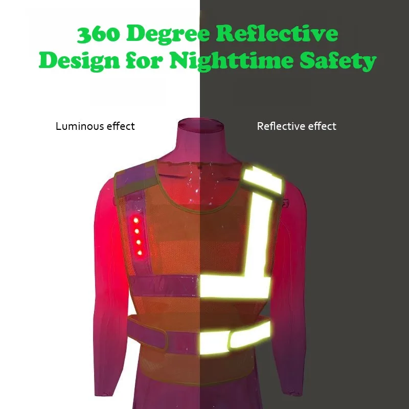 TA-A02 LED With Light Reflective Vest Charging Light Transport Safety Construction Light Vest Breathable Mesh Cloth