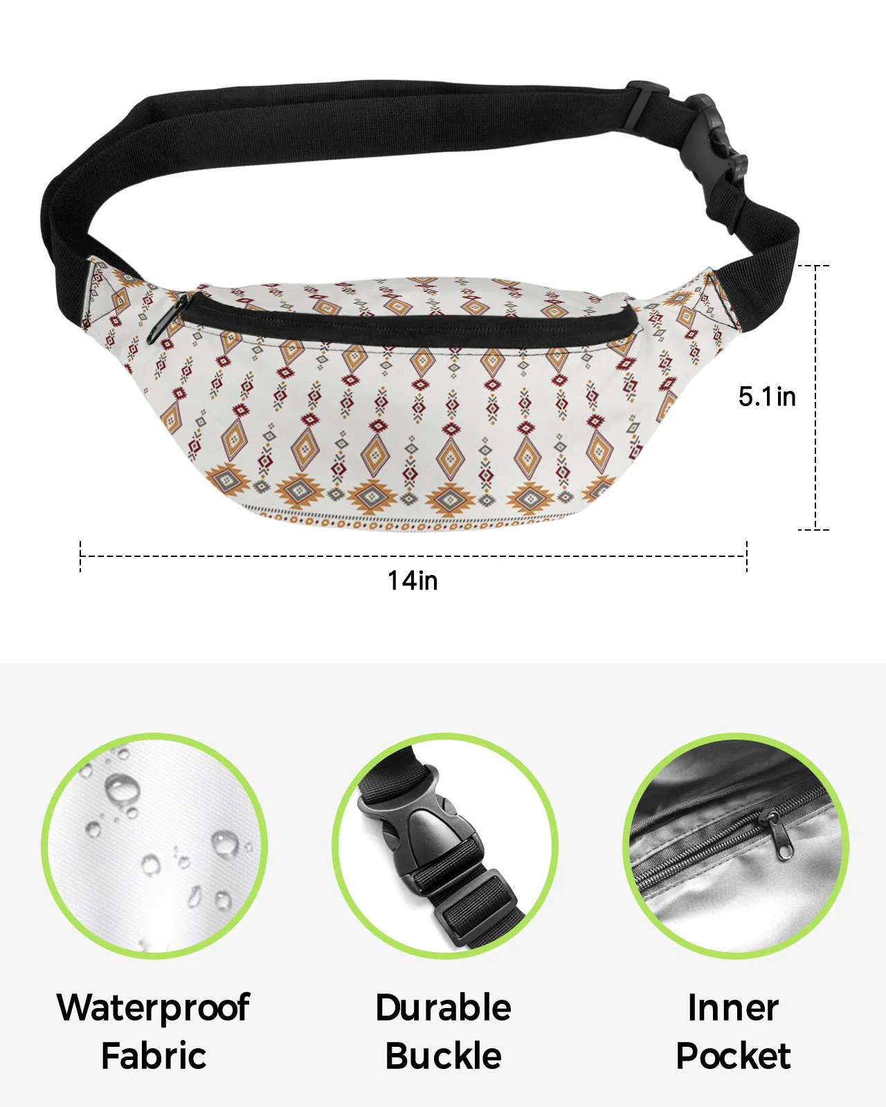 Tribal Totem Boho Waist Bags for Women Man Travel Shoulder Crossbody Chest Bags Waterproof Fanny Pack