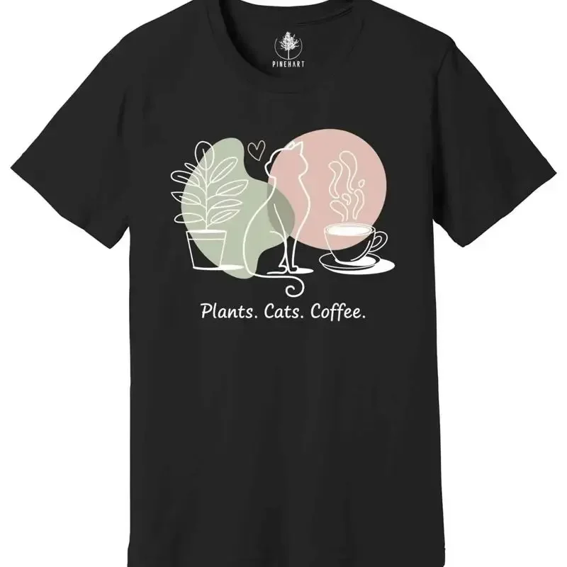 Plants Cats and Coffee Shirt, Cat Lover Shirt, Coffee Lover Shirt, Plant Lover