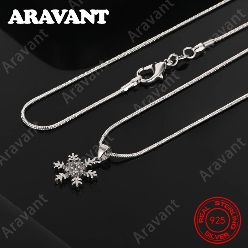 925 Sterling Silver Snowflake Zircon Pendant Necklace - Everyday Accessory For Women, Simple And Elegant Jewelry