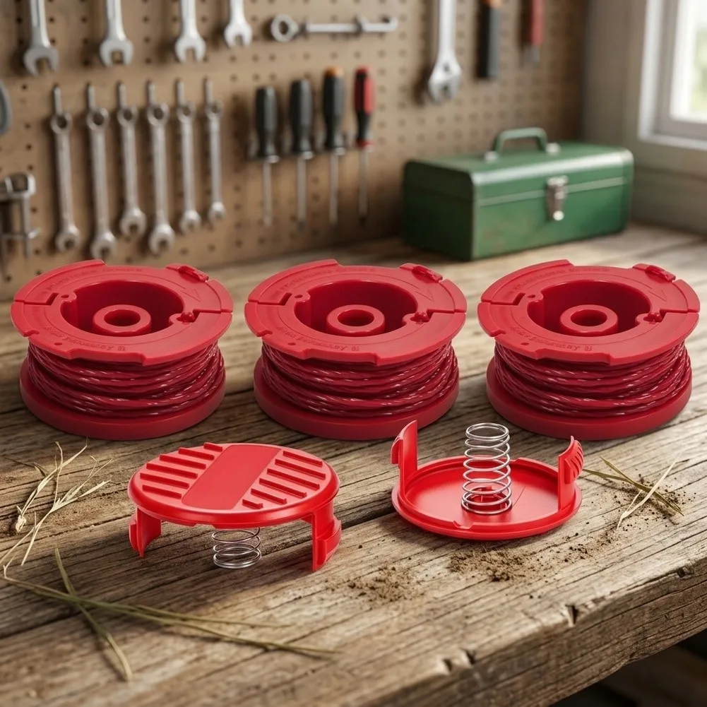 Spool Replacement Kit for CRAFTSMAN CMCST930 Trimmer 0.080 inch Pre Wound Line 6pcs CMZST0803 2pcs Cap and Spring