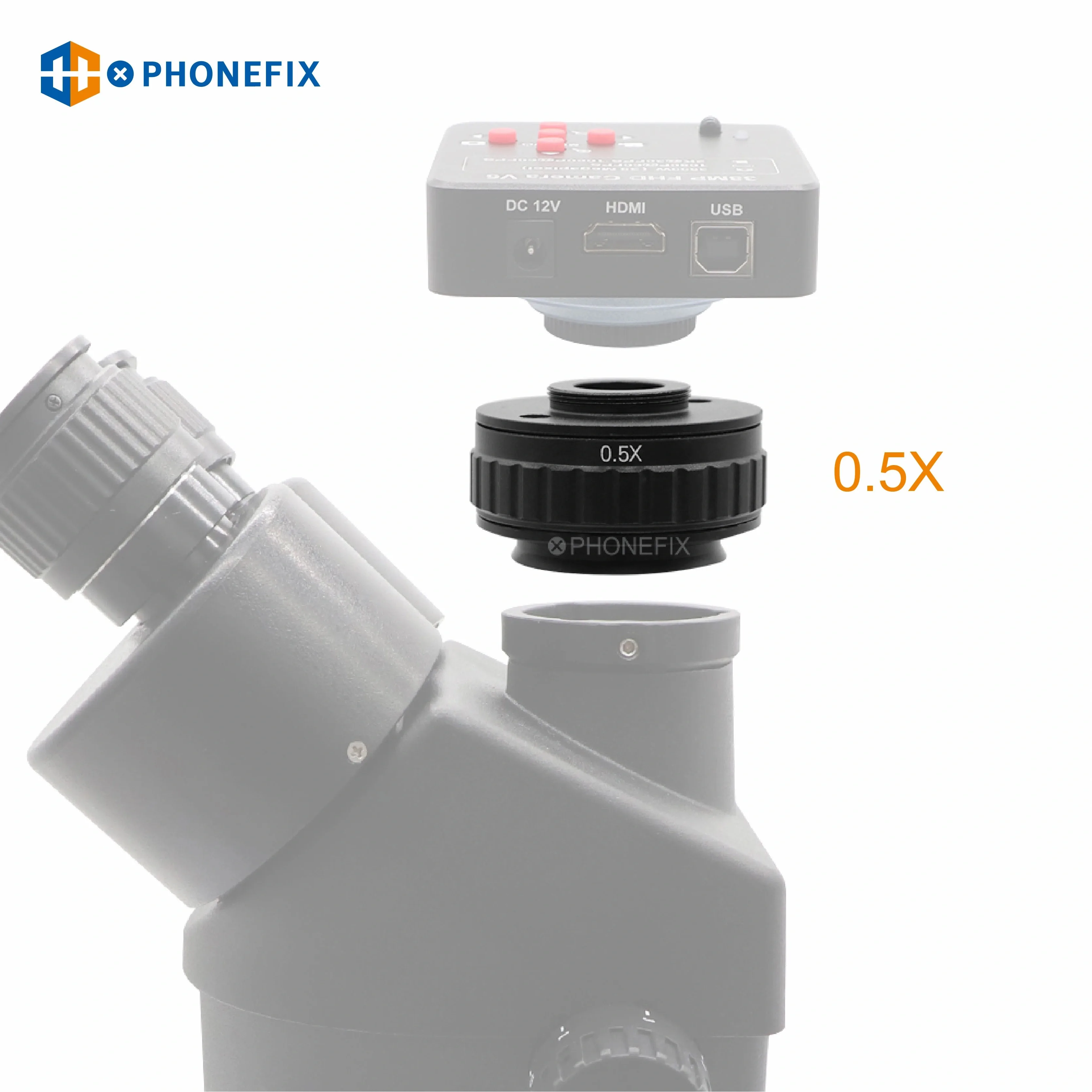 Imagem -06 - Szm-cs Simul Anel Focal para Microscópio Trinocular Estéreo Hdmi Vga Câmera de Vídeo Usb Lente c Mount Cctv 1x 0.5x 25 mm cs
