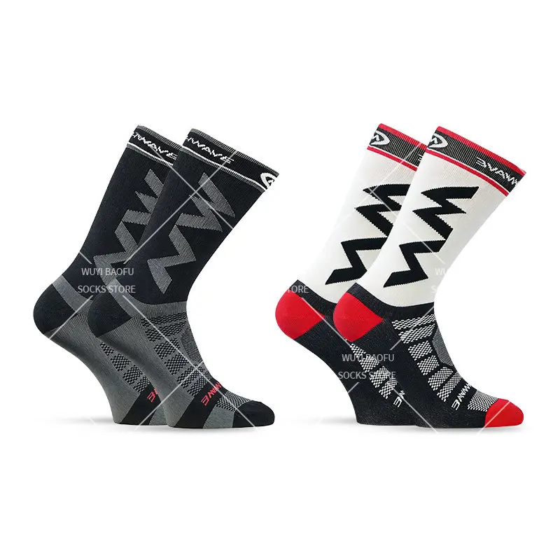 

﻿ 2pairs Men's socks black white Outdoor sports cycling wear-resistant mid tube socks Suitable For Running Mountain Cycling