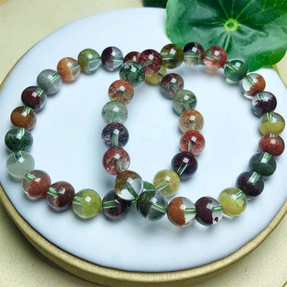 Natural Garden Quartz Bracelet Women Charm Simple Circle Strand Bangles Yoga Energy Wrist Jewelry 1PCS 8/14MM