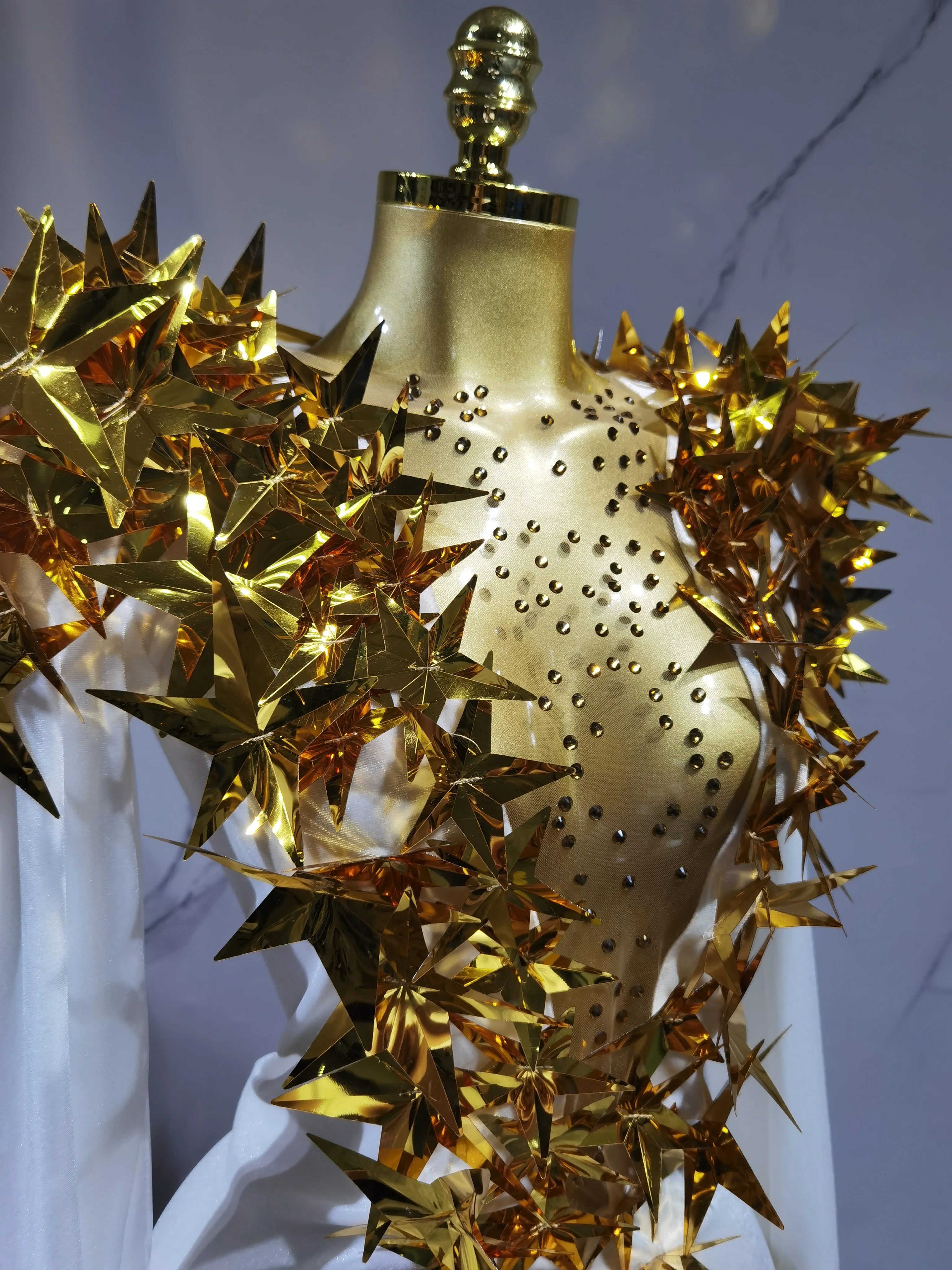 Glänzender Schwarzer Strass-Samt-Body mit Langen Ärmeln für Damen, Abendparty, Club-Bekleidung, Bühnenkostüm für Bar-Tänzerinnen – Detail 3