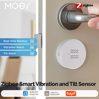MOES Zigbee Vibration Sensor, Smart Tilt & Motion Detector for Door Window Alarm, Real-Time 3-Axis Monitoring, Works with Tuya