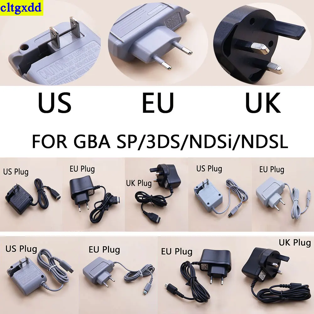 Cltgxdd 1piece EU/US/UK Travel AC Adapter Home Wall Power Charger Suitable for GBA SP/3DS/NDSi/NDSL Game Console Power Charger