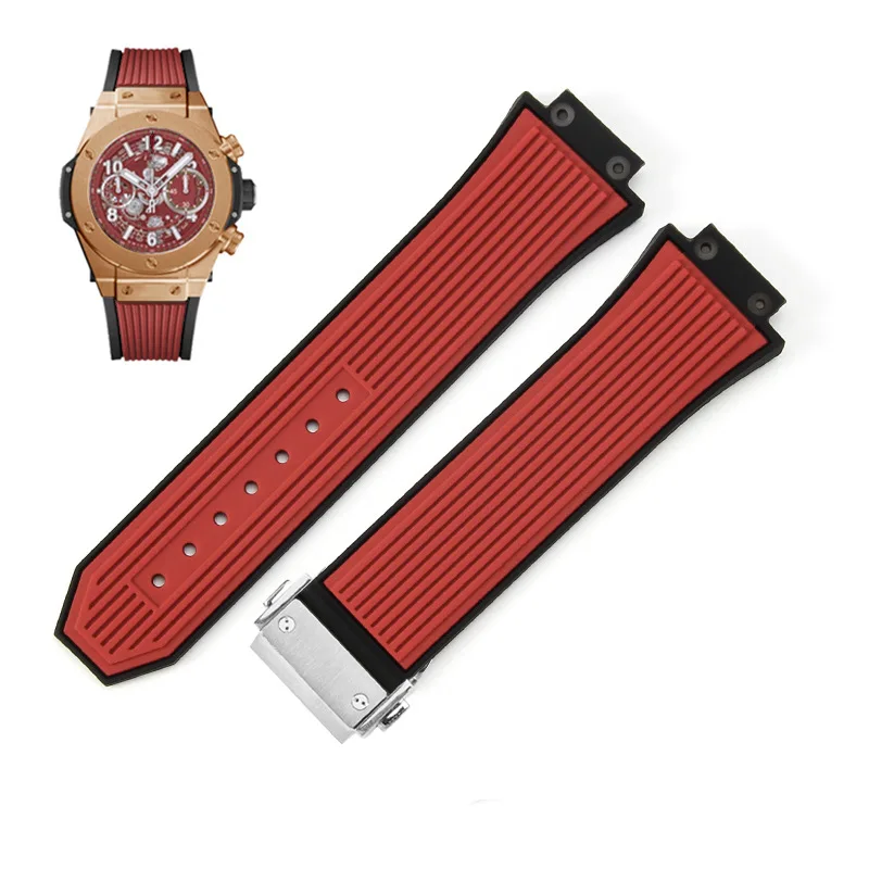 

Аксессуары для часов 27 мм x 17 мм для серии HUBLOT, силиконовый ремешок 22 мм, складная пряжка, резиновый мужской ремень, браслет-браслет