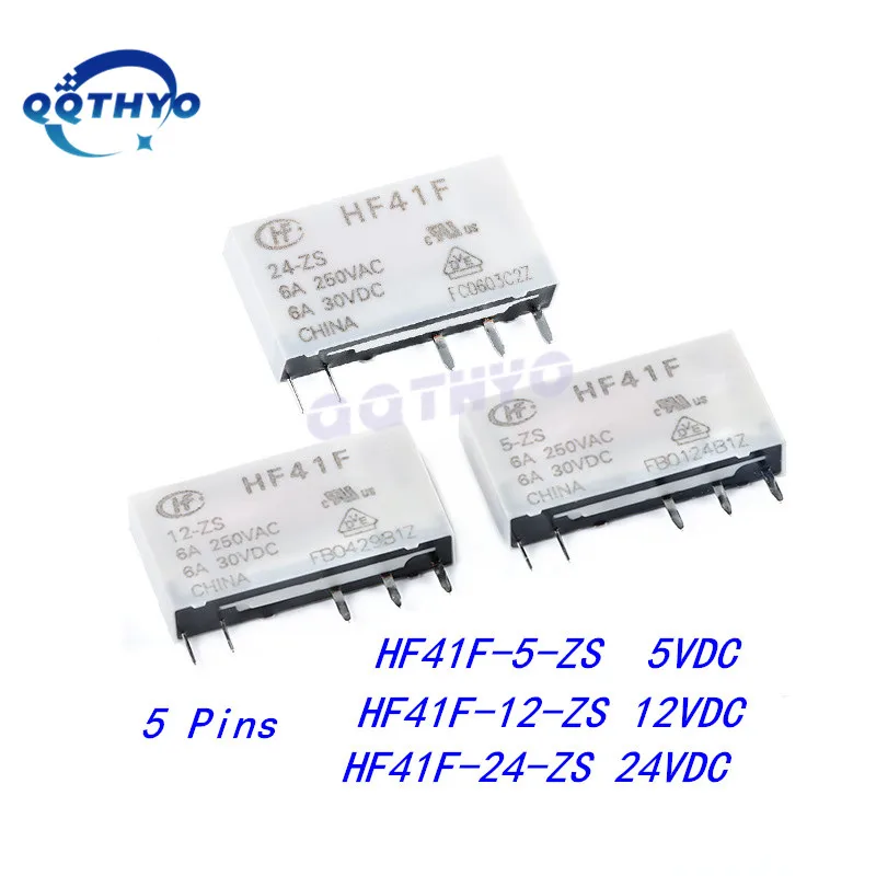 8Pcs New Original HF41F-5-ZS HF41F-12-ZS HF41F-24-ZS HF41F 5V 12V 24V-HS 4Pin 5Pin 6A Industrial Relay Subminiature Power Relay