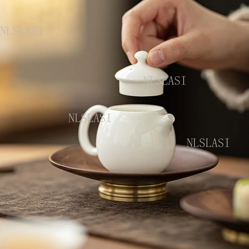 White Porcelain Teapot Chinese Style Dragon Egg Teapot Household Small Capacity Tea Maker Ball Hole Filter Teapot Kung Fu Teaset - view 2