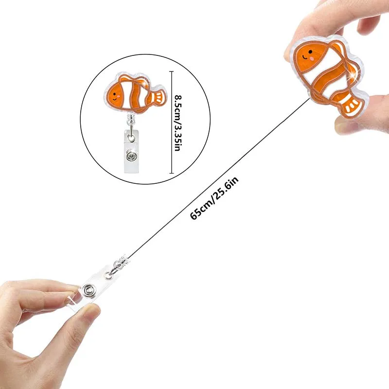 New Acrylic Protection of Marine life Badge Reel Retractable ID Badge Holder With 360 Rotating Alligator Clip Name Holder