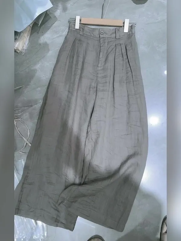 

Anti-Wrinkle Grey Wide Leg Pants Women's Summer New Lazy Loose Fashion Long Leg Casual Trousers Korean Style Commute Wind