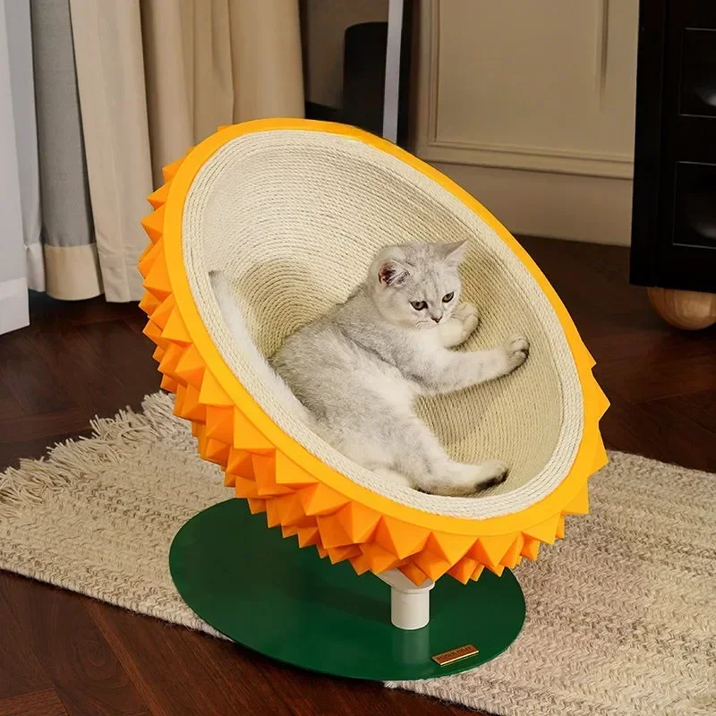 Durian Shell Hemp Rope Cat Nest Wear-resistant Sisal Cat Scratching Board Semi-enclosed Sleeping Pet Bed