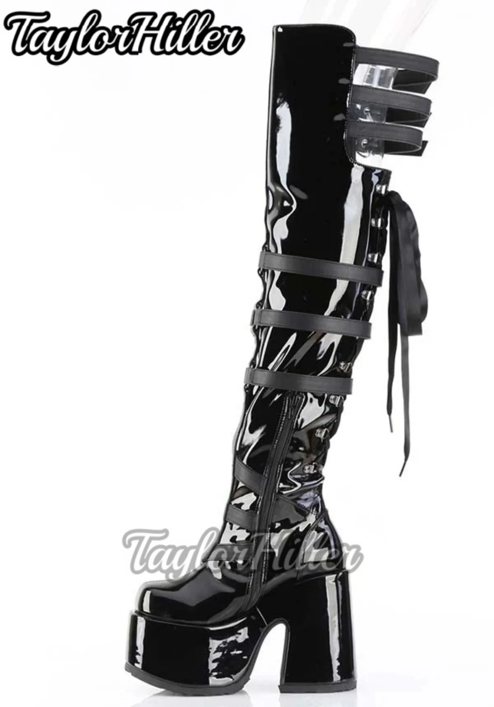 

Готические черные ботинки на платформе из лакированной кожи Botas с круглым носком и несколькими пряжками, женская роскошная дизайнерская обувь на осень-зиму, новинка на каблуке Y2K