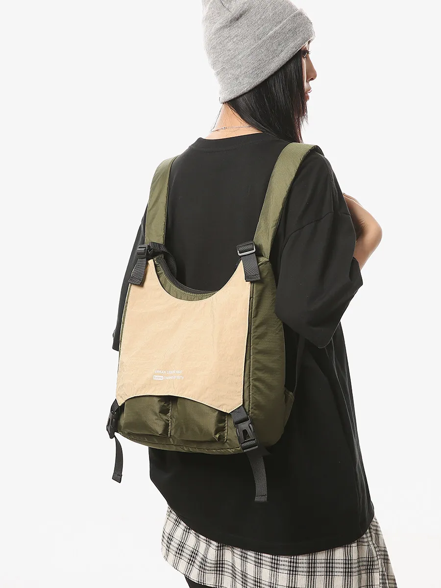 2026 American Style Waterproof Nylon Splicing Color Blocking Function Outdoor Lightweight Sports Mountaineering Bag For Women