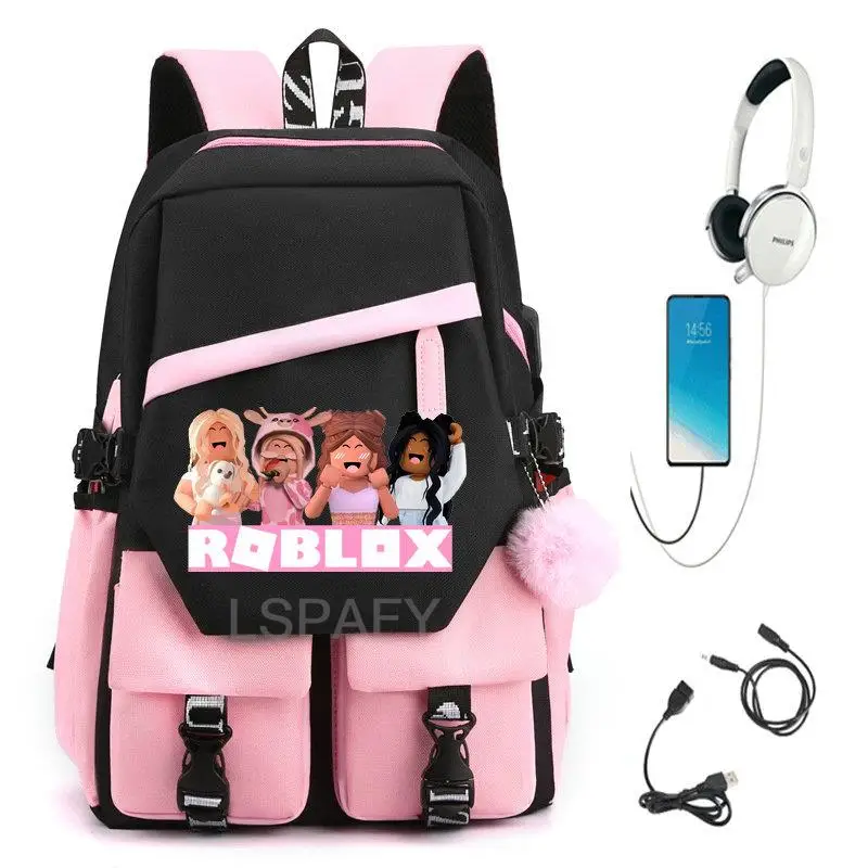 Женские рюкзаки ROBLOX, водонепроницаемый нейлоновый школьный рюкзак с несколькими карманами для студенток, женские милые рюкзаки для ноутбука