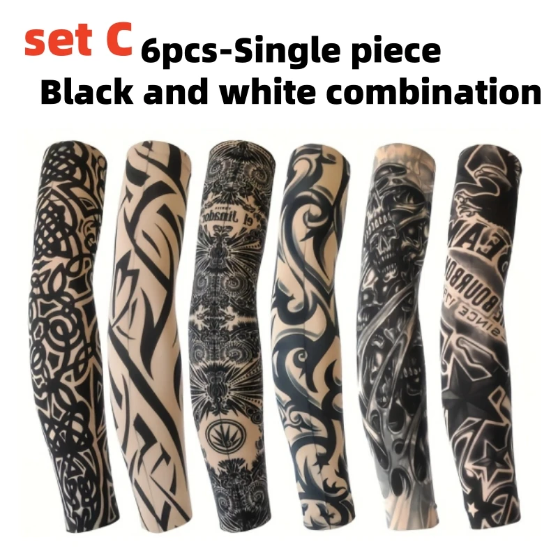 

Набор из 6 бесшовных тату-рукавов с цветочным узором для защиты от солнца и езды на велосипеде
